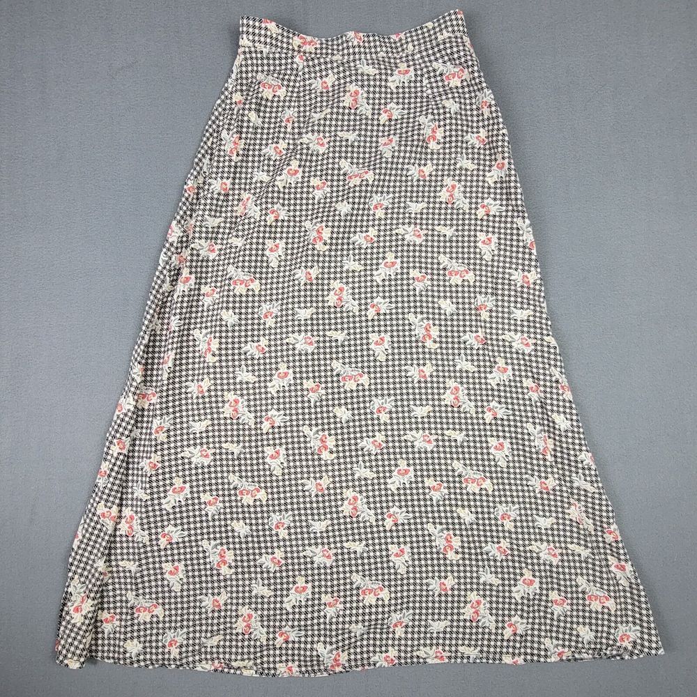 Vintage Tortilla Flats Womens Maxi Skirt 27"-28" Waist Floral Shepherd Check